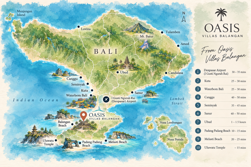 Oasis Villas Balangan Travel Map